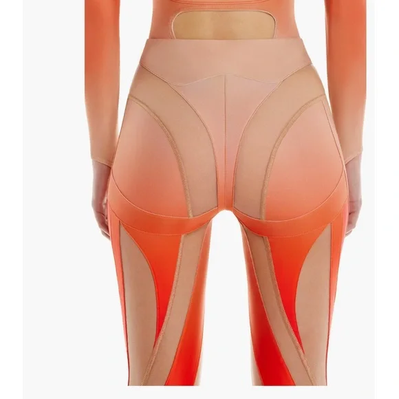 MUGLER Sheer Spiral Stirrup Leggings - Picture 3 of 12